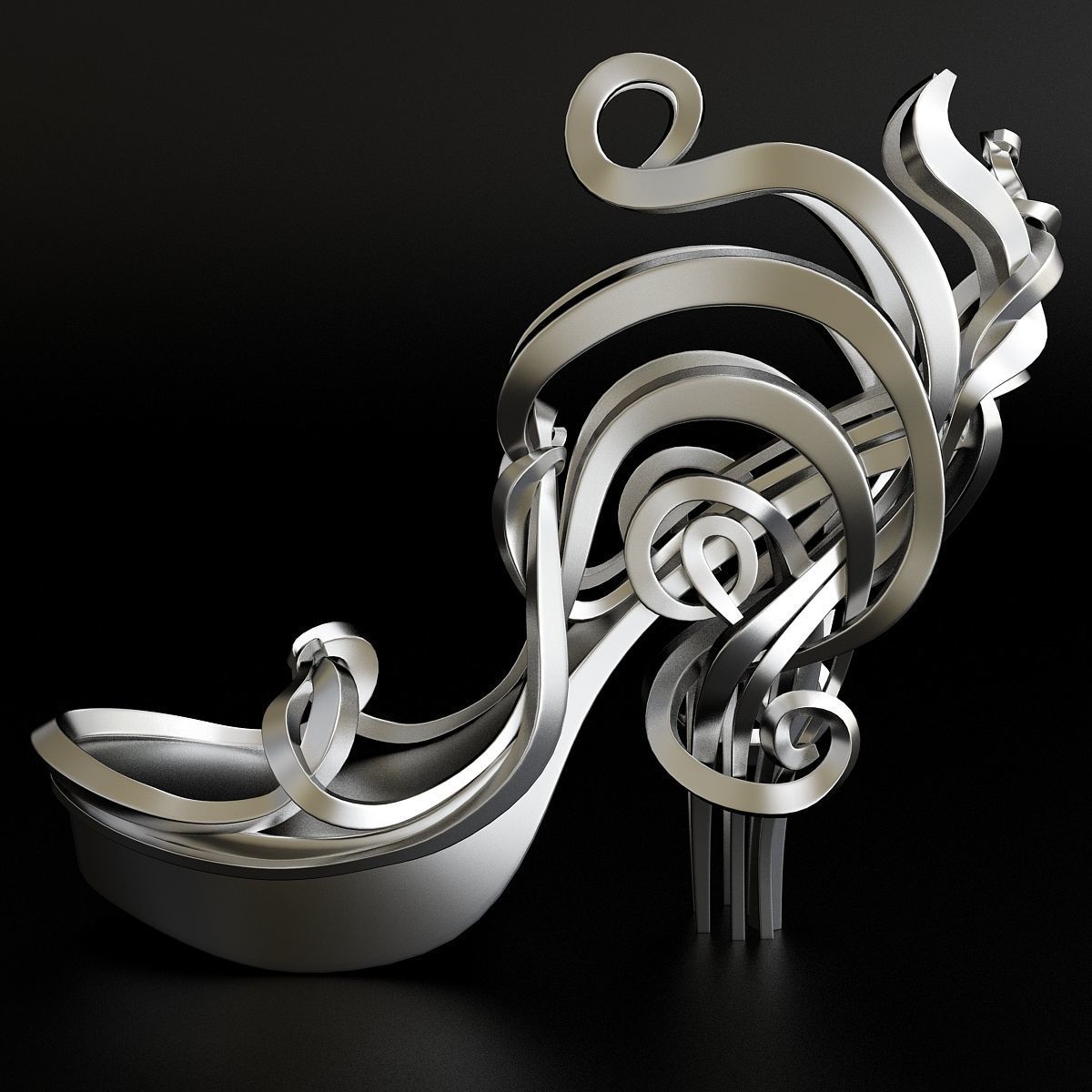 printable fashion shoe 3d model 3D print model_9