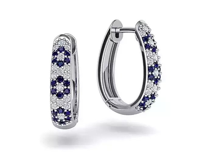 Diamond Hoop earrings 3dmodel 3D print model