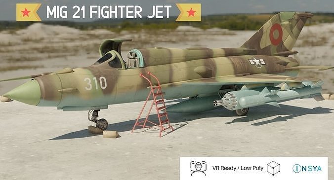 MiG 21 - Rigged and Animated - with Interior - M1 Low-poly 3D model