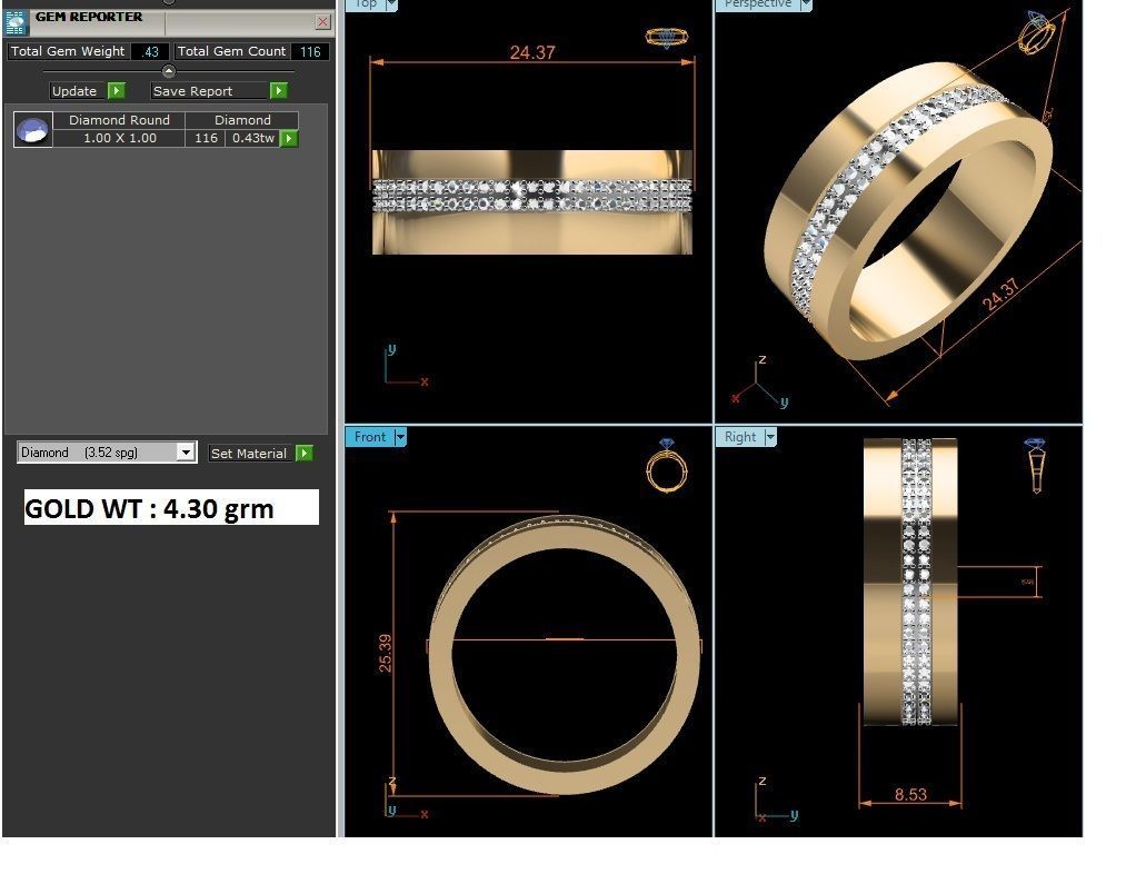 Women Band Ring 3dm render detail 3D print model_1