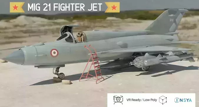 MiG 21 - Rigged and Animated - with Interior - M2 Low-poly 3D model