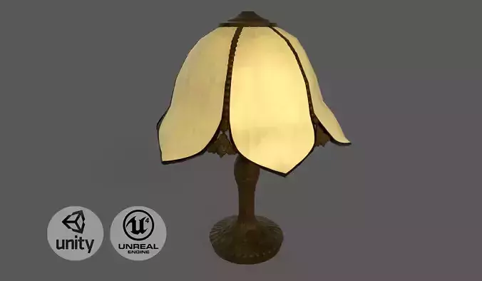 Vintage brass table lamp Low-poly 3D model