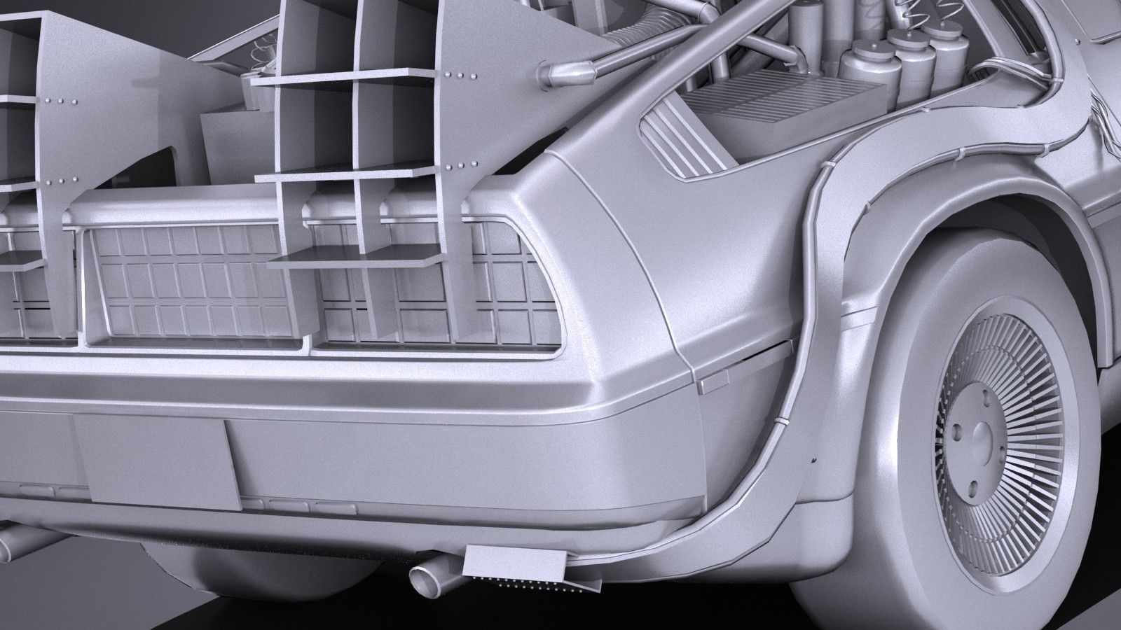 LowPoly DeLorean Back To The Future ep1 Low-poly 3D model_13