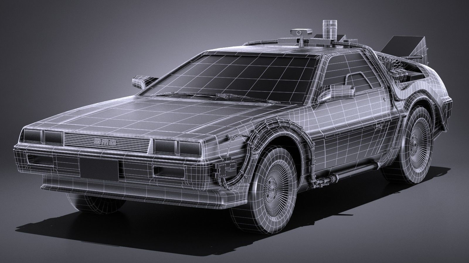 LowPoly DeLorean Back To The Future ep1 Low-poly 3D model_6