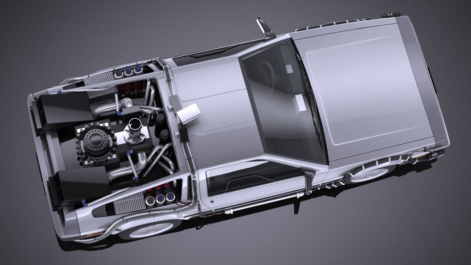 LowPoly DeLorean Back To The Future ep1 Low-poly 3D model_8