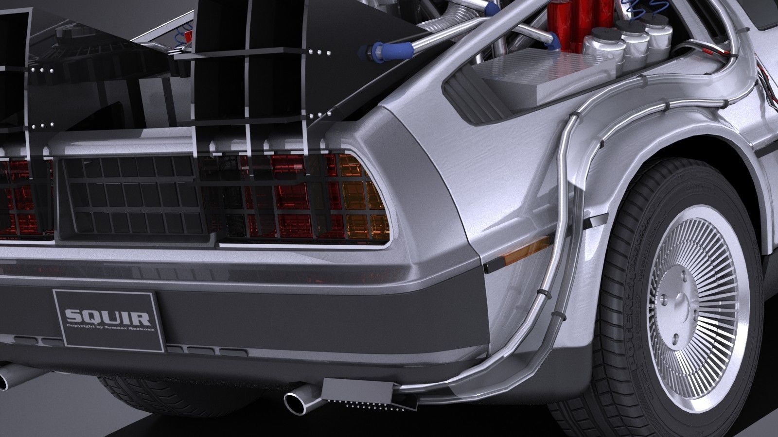 LowPoly DeLorean Back To The Future ep1 Low-poly 3D model_5