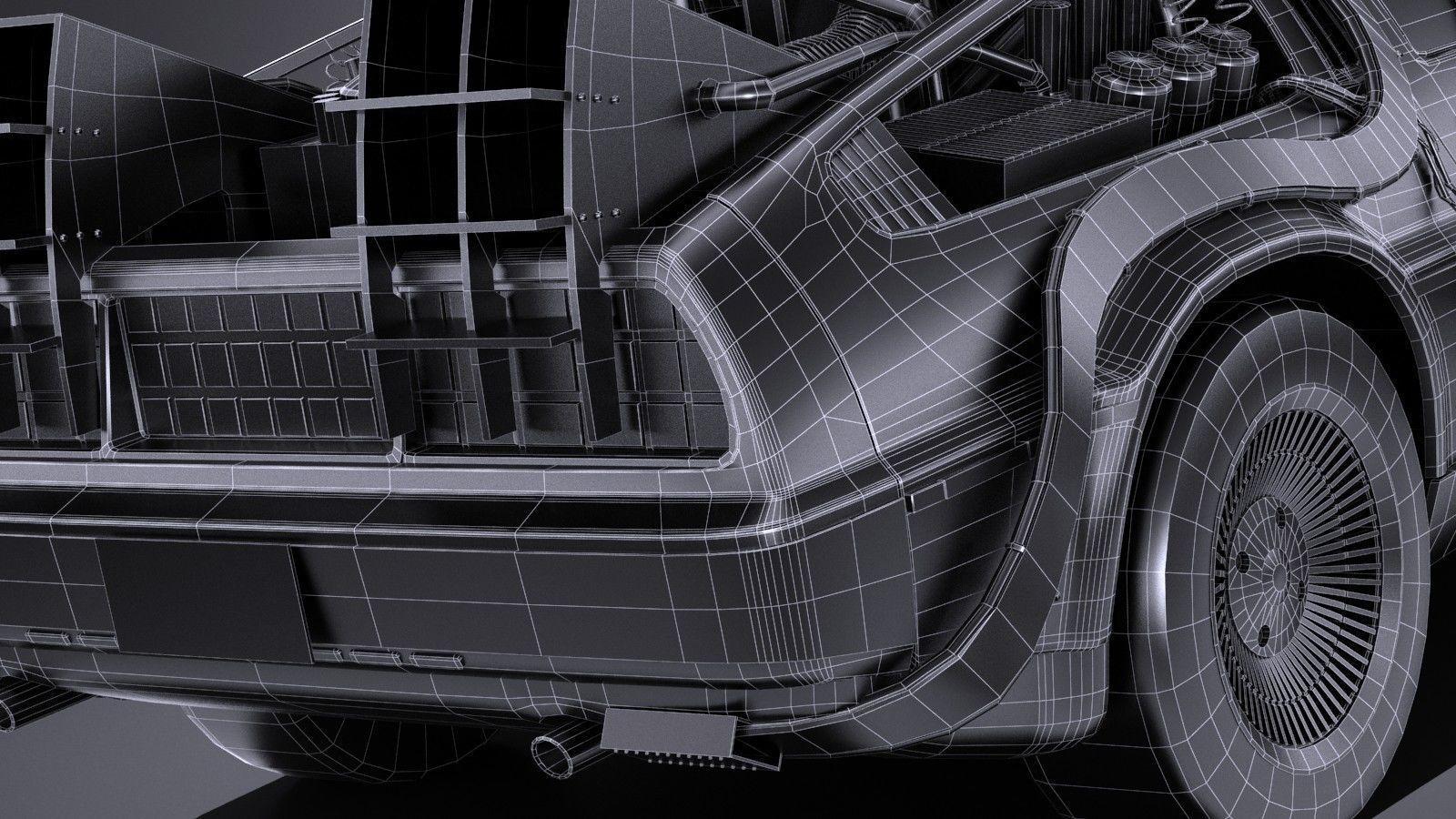 LowPoly DeLorean Back To The Future ep1 Low-poly 3D model_12