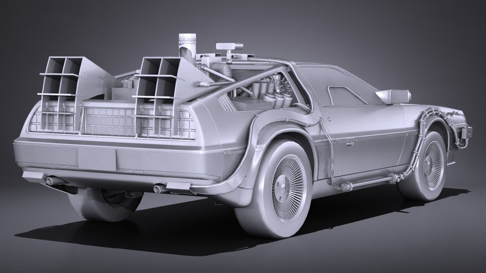LowPoly DeLorean Back To The Future ep1 Low-poly 3D model_14