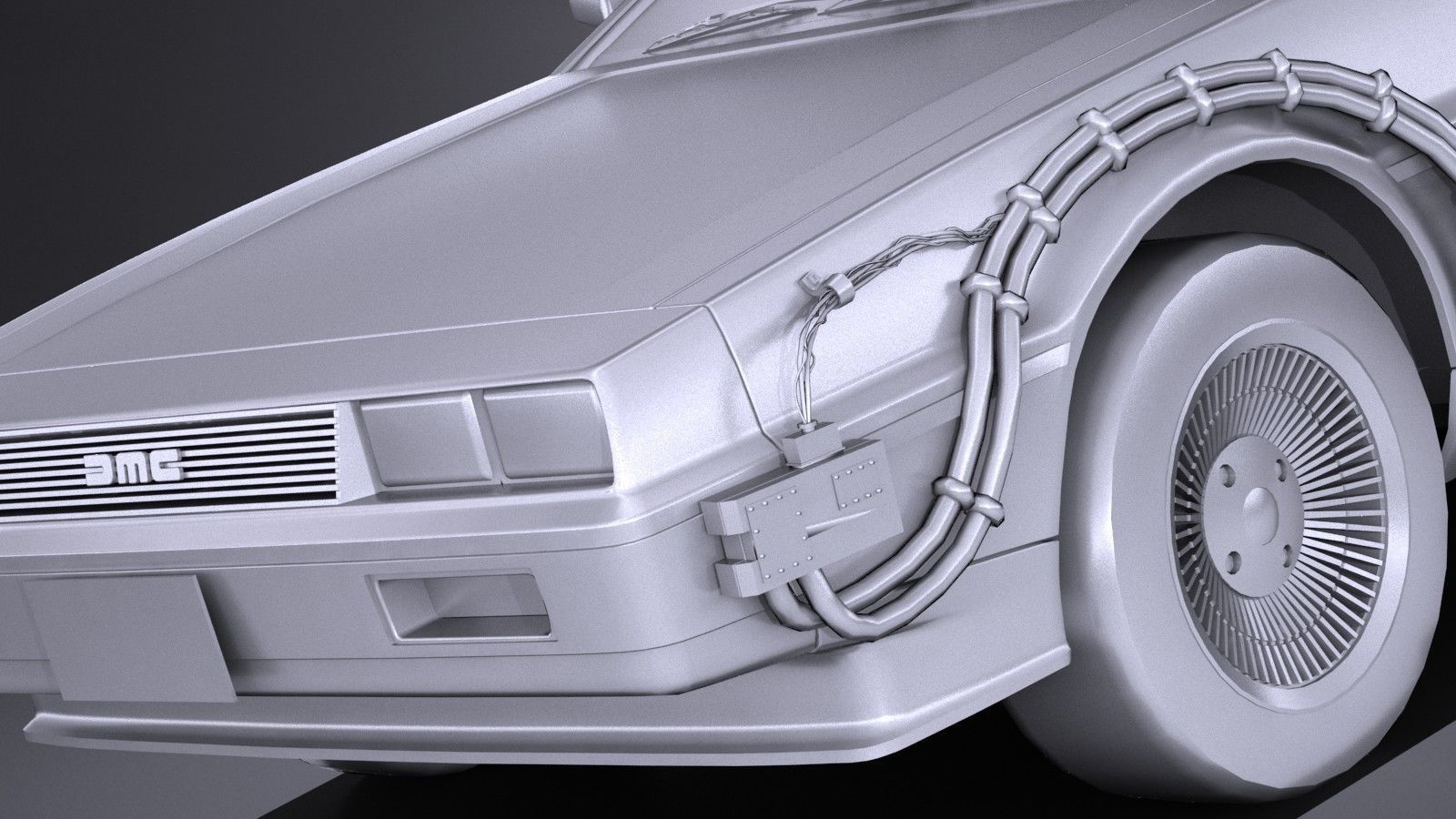 LowPoly DeLorean Back To The Future ep1 Low-poly 3D model_3