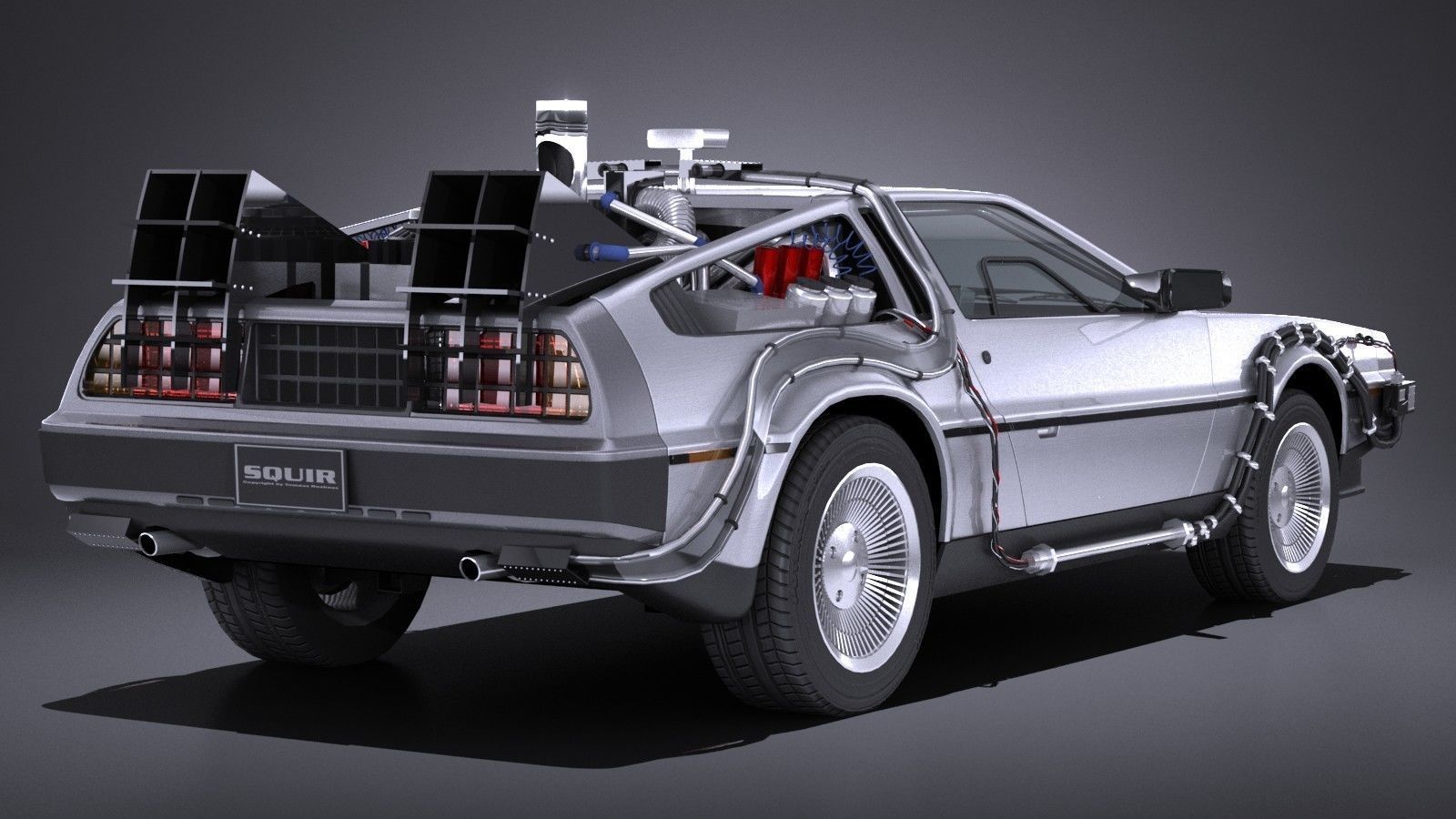 LowPoly DeLorean Back To The Future ep1 Low-poly 3D model_4