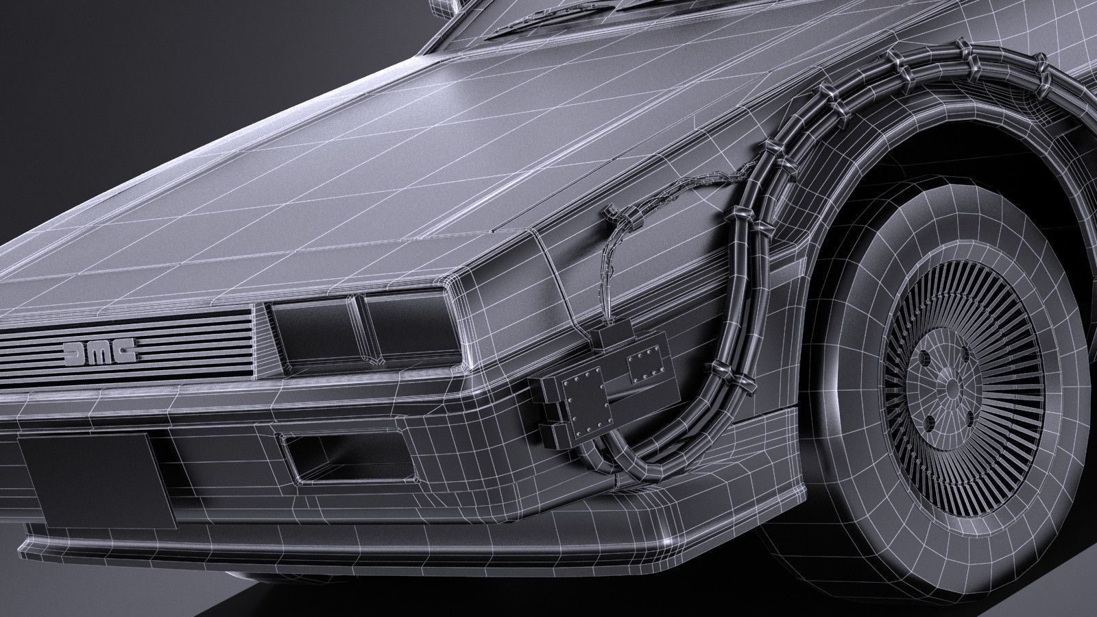 LowPoly DeLorean Back To The Future ep1 Low-poly 3D model_9