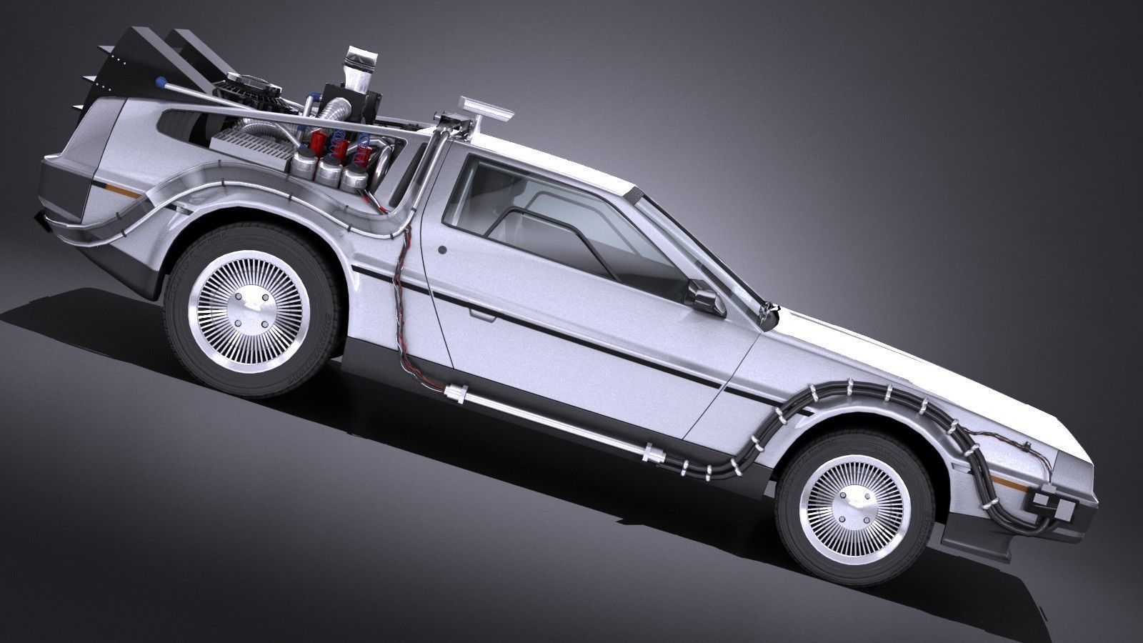 LowPoly DeLorean Back To The Future ep1 Low-poly 3D model_2