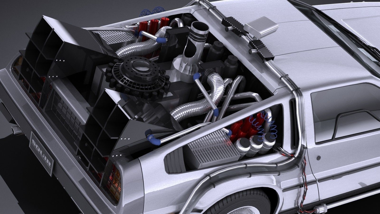 LowPoly DeLorean Back To The Future ep1 Low-poly 3D model_16