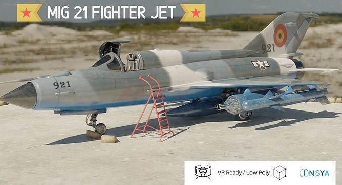 MiG 21 - Rigged and Animated - with Interior - M3 Low-poly 3D model