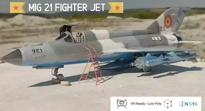 MiG 21 - Rigged and Animated - with Interior - M3 Low-poly 3D model