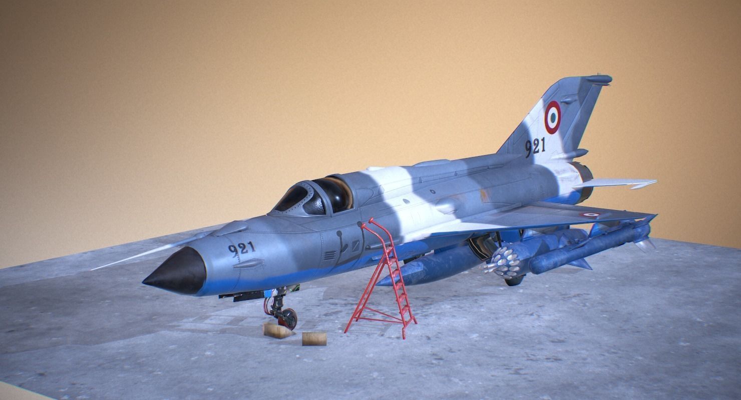 MiG 21 - Rigged and Animated - with Interior - M3 Low-poly 3D model_4