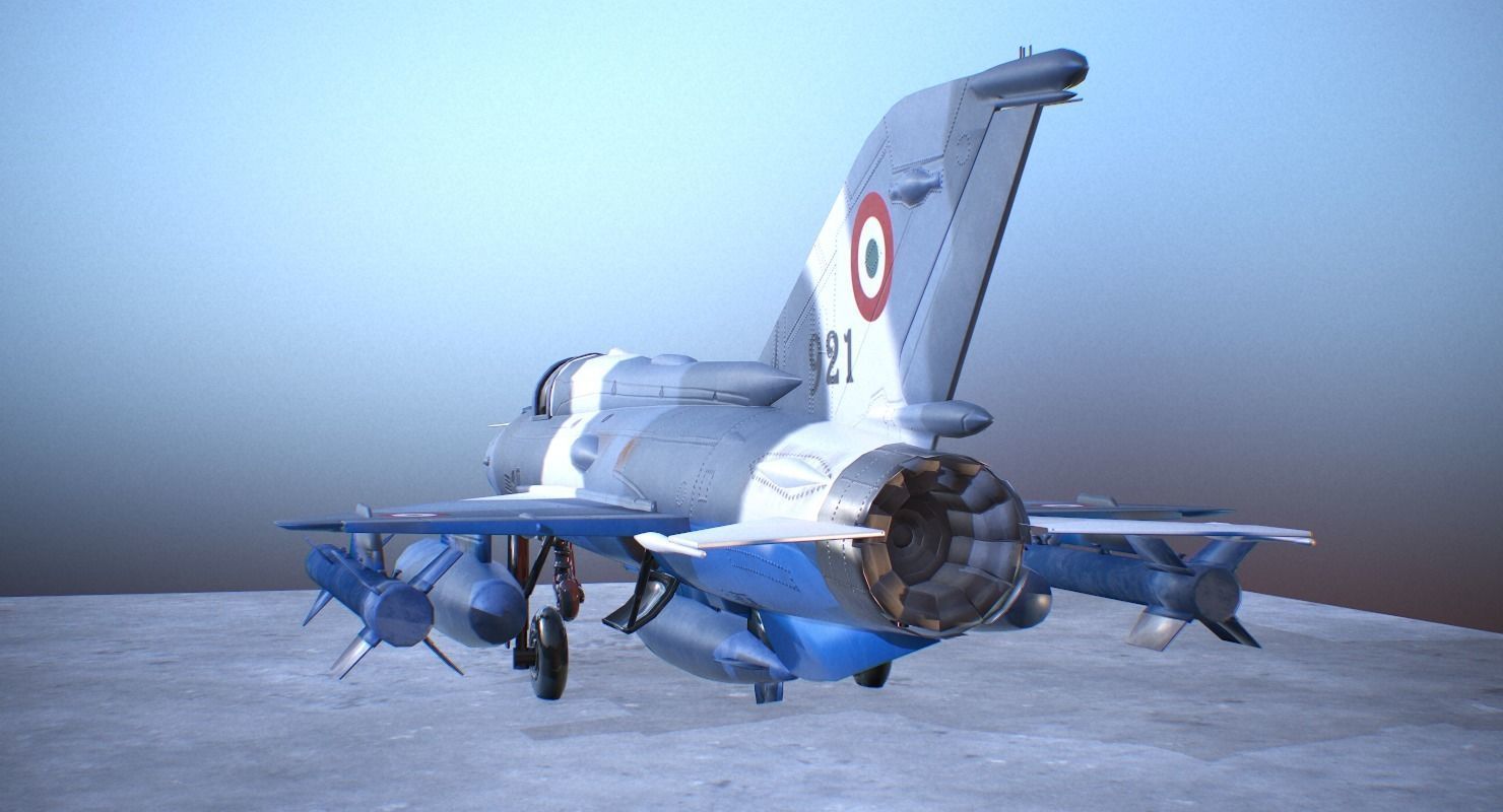 MiG 21 - Rigged and Animated - with Interior - M3 Low-poly 3D model_5