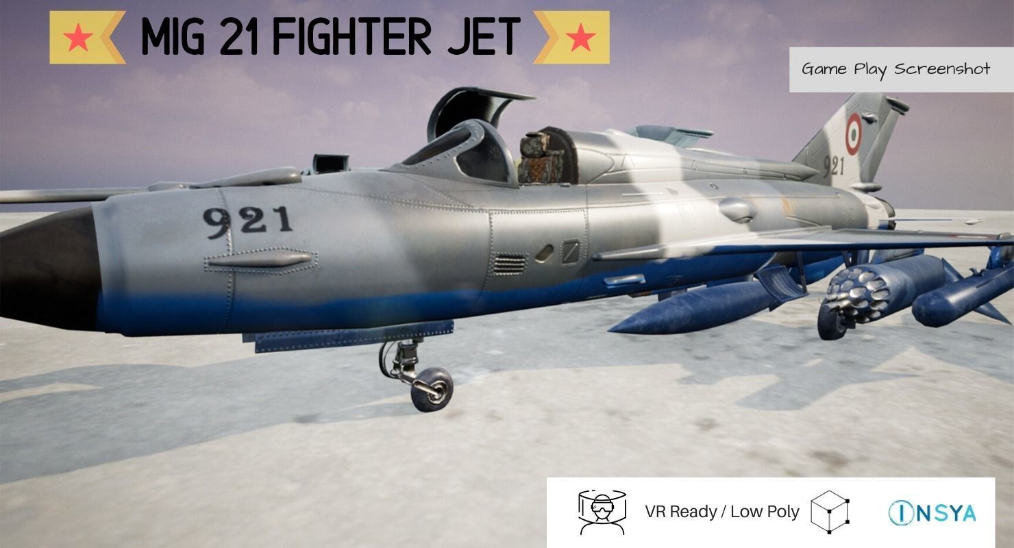 MiG 21 - Rigged and Animated - with Interior - M3 Low-poly 3D model_3
