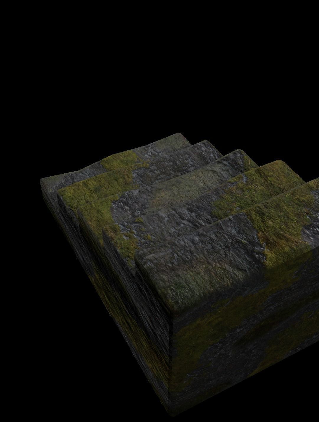 stairs game ready set of Low-poly 3D model_2