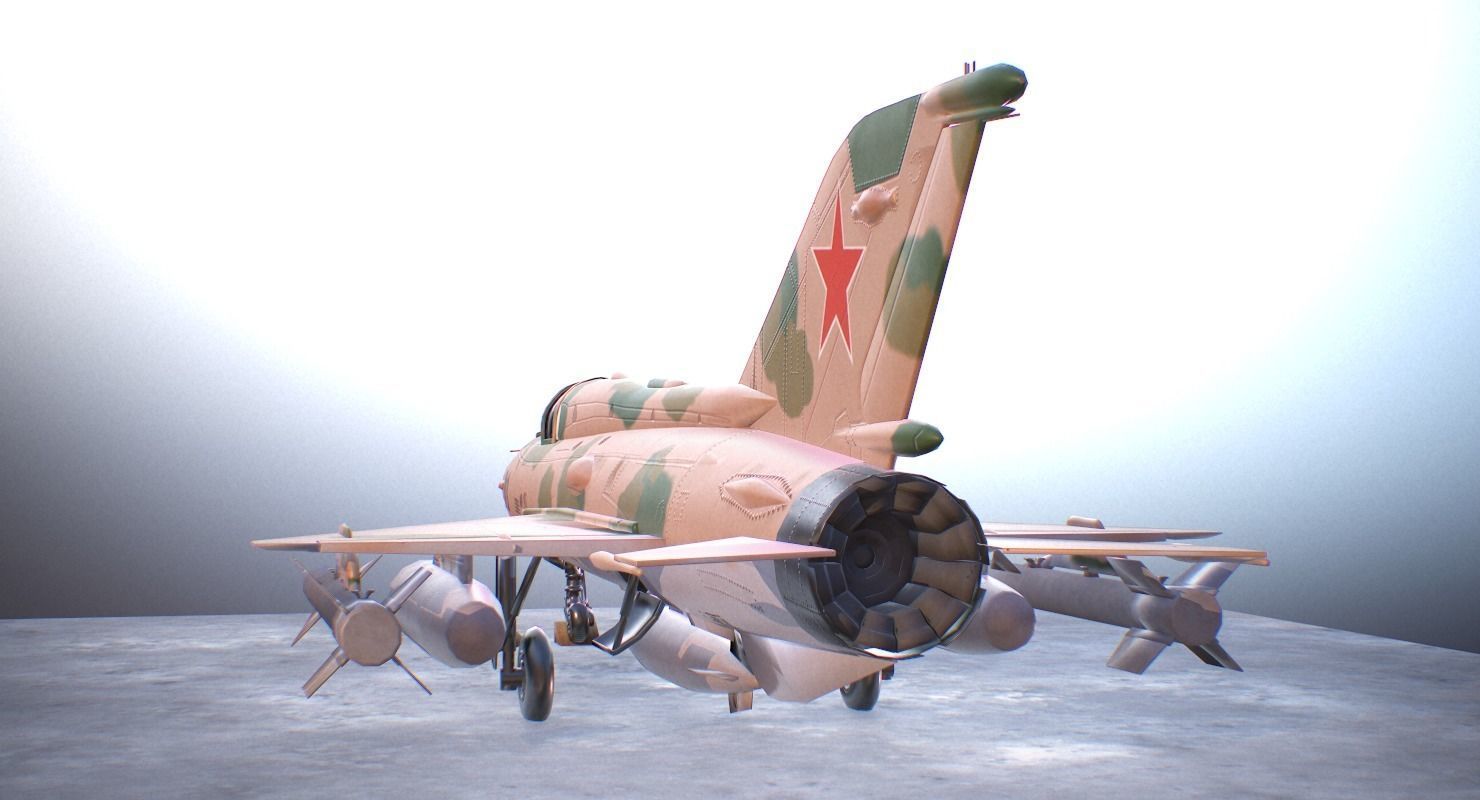 MiG 21 - Rigged and Animated - with Interior - M4 Low-poly 3D model_5