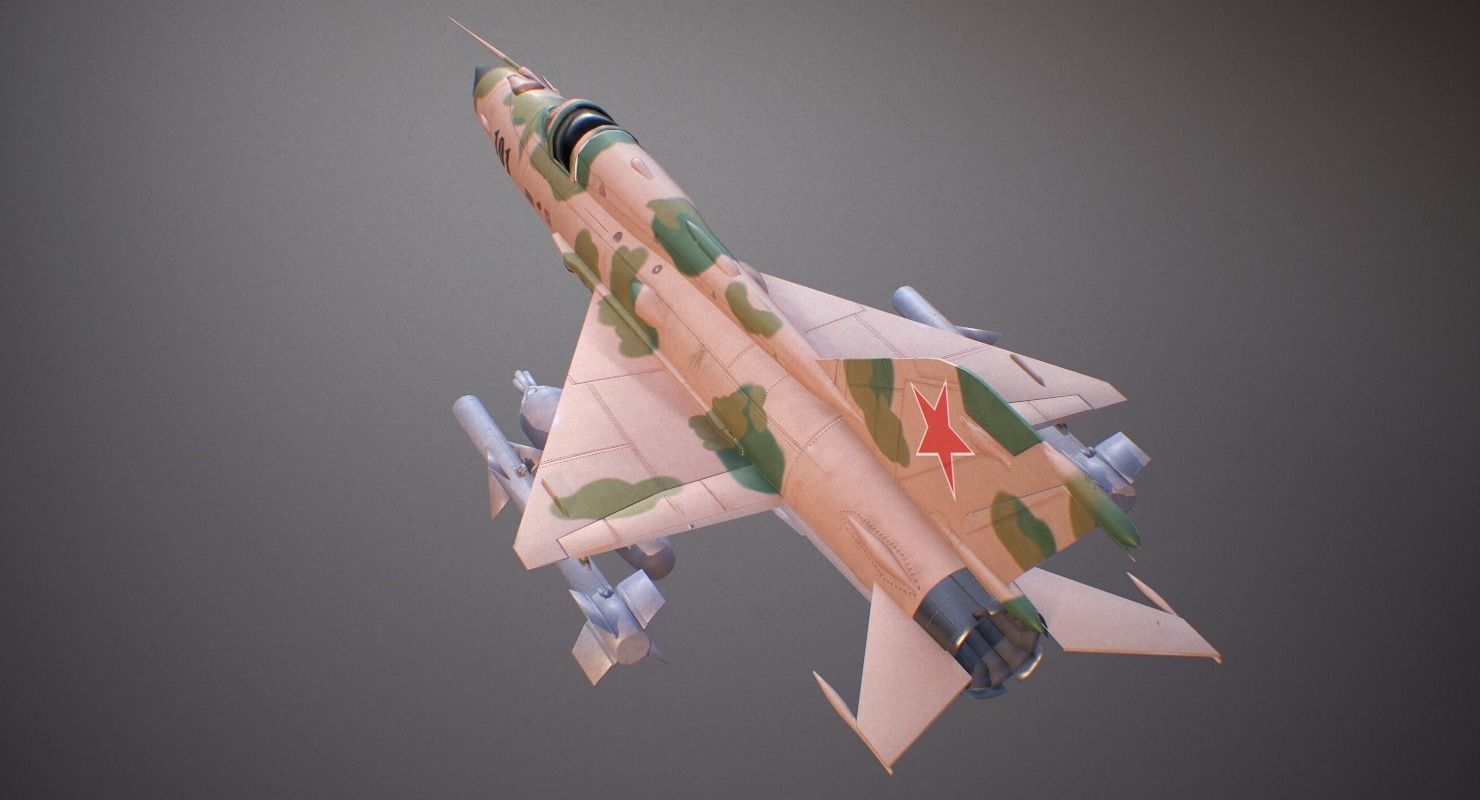MiG 21 - Rigged and Animated - with Interior - M4 Low-poly 3D model_7