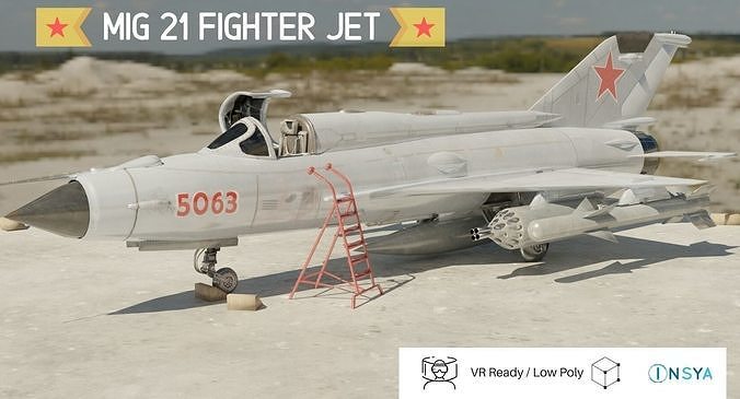 MiG 21 - Rigged and Animated - with Interior - M5 Low-poly 3D model