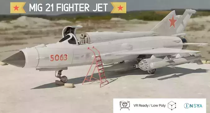 MiG 21 - Rigged and Animated - with Interior - M5 Low-poly 3D model