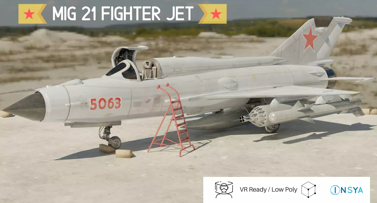 MiG 21 - Rigged and Animated - with Interior - M5 Low-poly 3D model_0