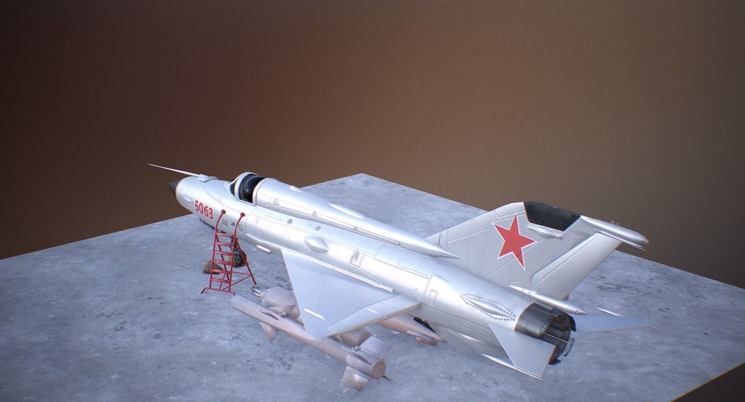 MiG 21 - Rigged and Animated - with Interior - M5 Low-poly 3D model_5