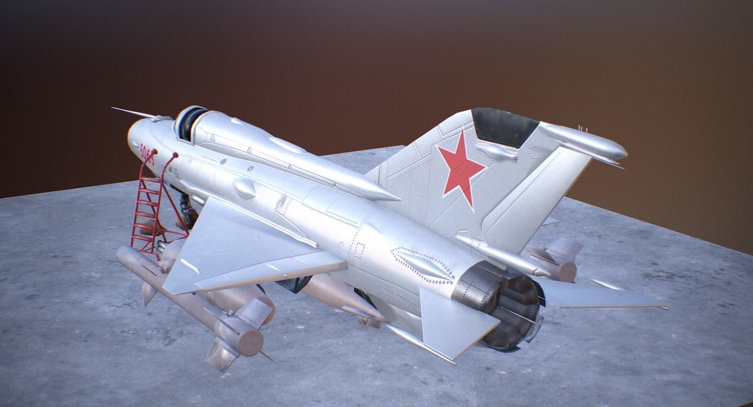 MiG 21 - Rigged and Animated - with Interior - M5 Low-poly 3D model_6