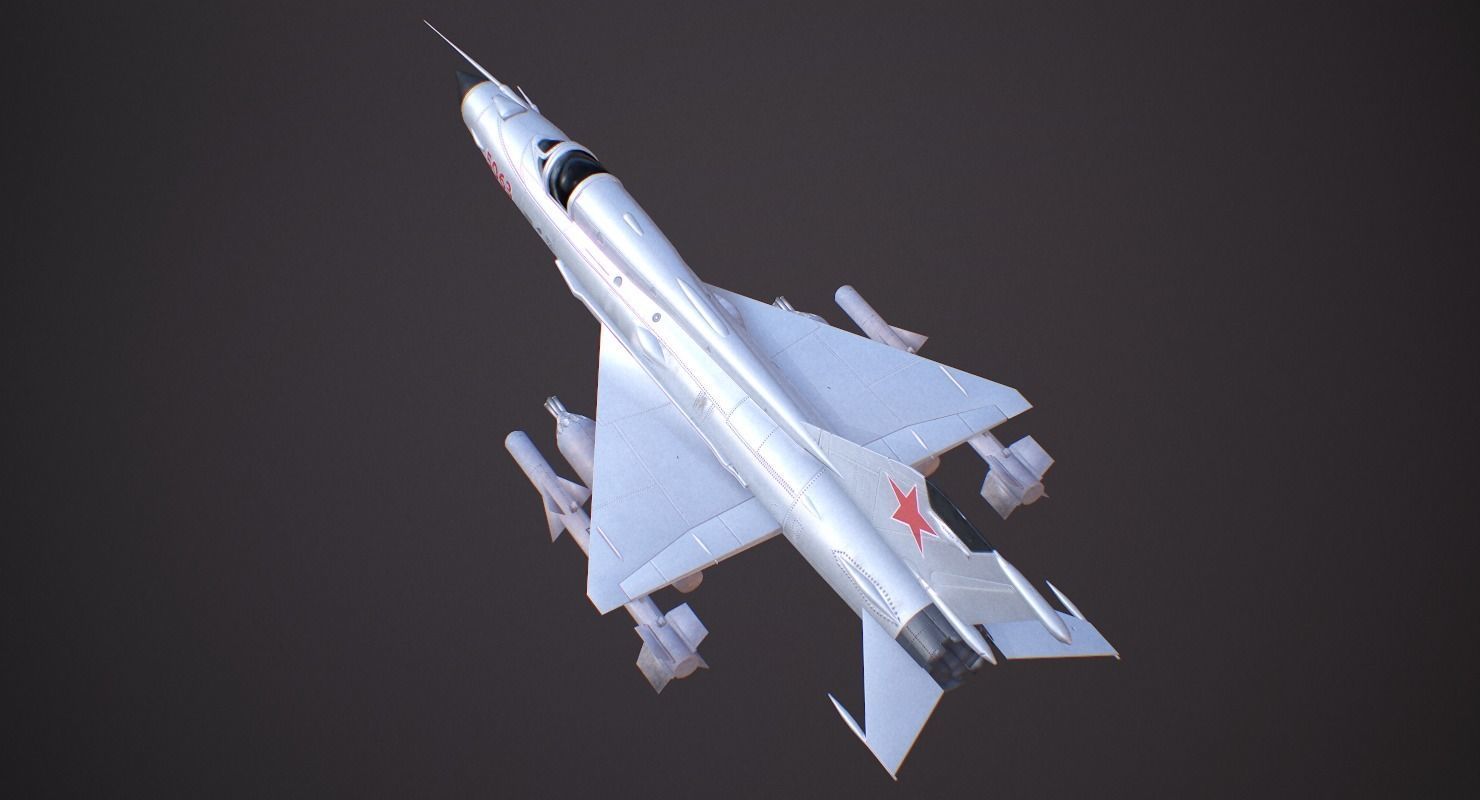 MiG 21 - Rigged and Animated - with Interior - M5 Low-poly 3D model_3