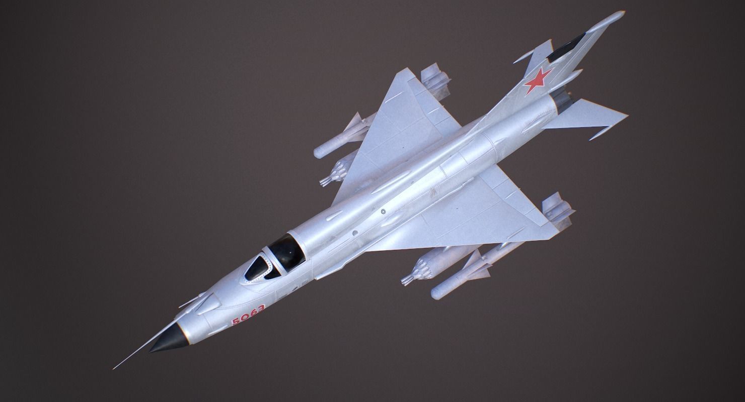MiG 21 - Rigged and Animated - with Interior - M5 Low-poly 3D model_4