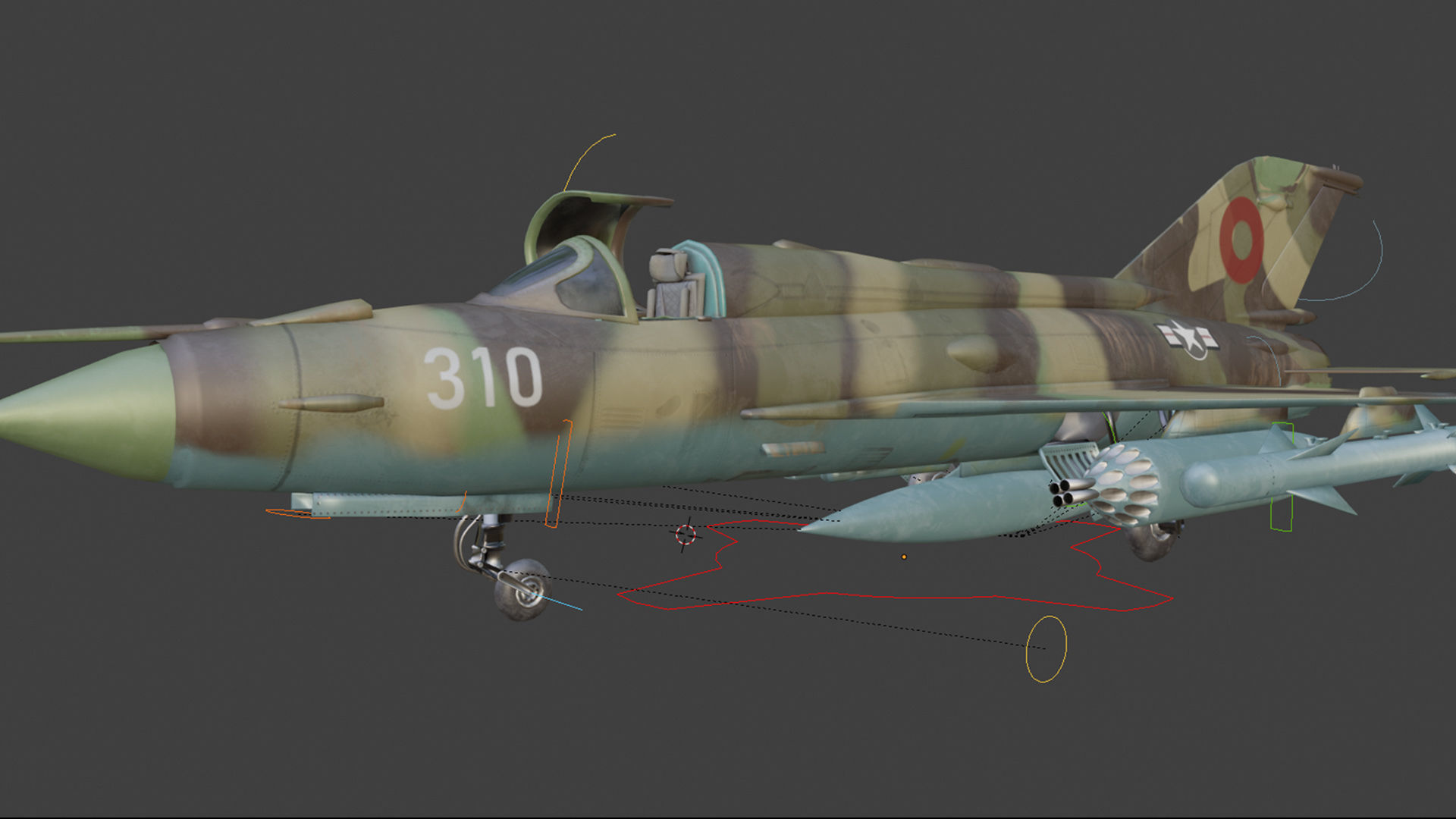 MiG 21 - Rigged and Animated - with Interior - M5 Low-poly 3D model_8