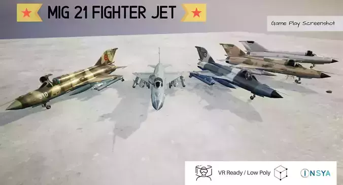 MiG 21 Pack of 5 Designs - Rigged and Animated  Low-poly 3D model