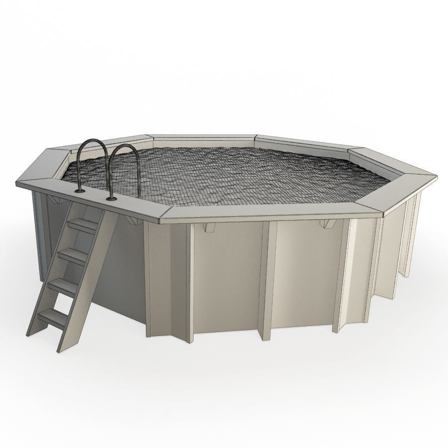 Wooden Swimming Pool Hexagonal 3D model_1