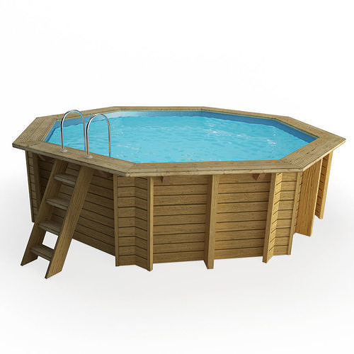 Wooden Swimming Pool Hexagonal 3D model