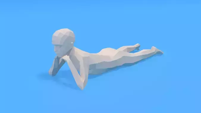 Low Poly Kid Laying Down Low-poly 3D model