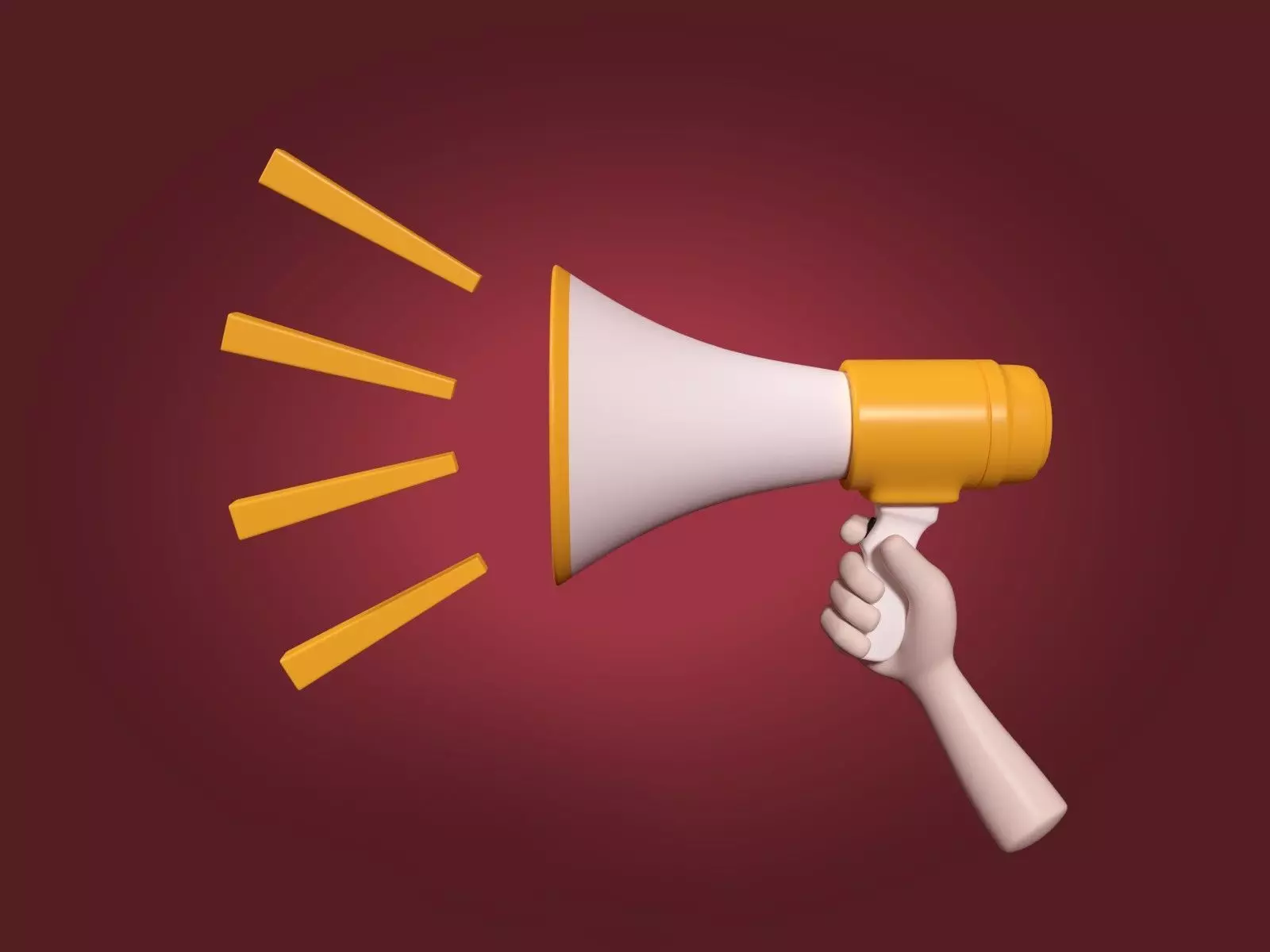 Cartoon Hand - Megaphone - bullhorn - High Voice Sign Icon Low-poly 3D model