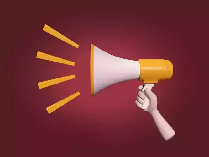 Cartoon Hand - Megaphone - bullhorn - High Voice Sign Icon 