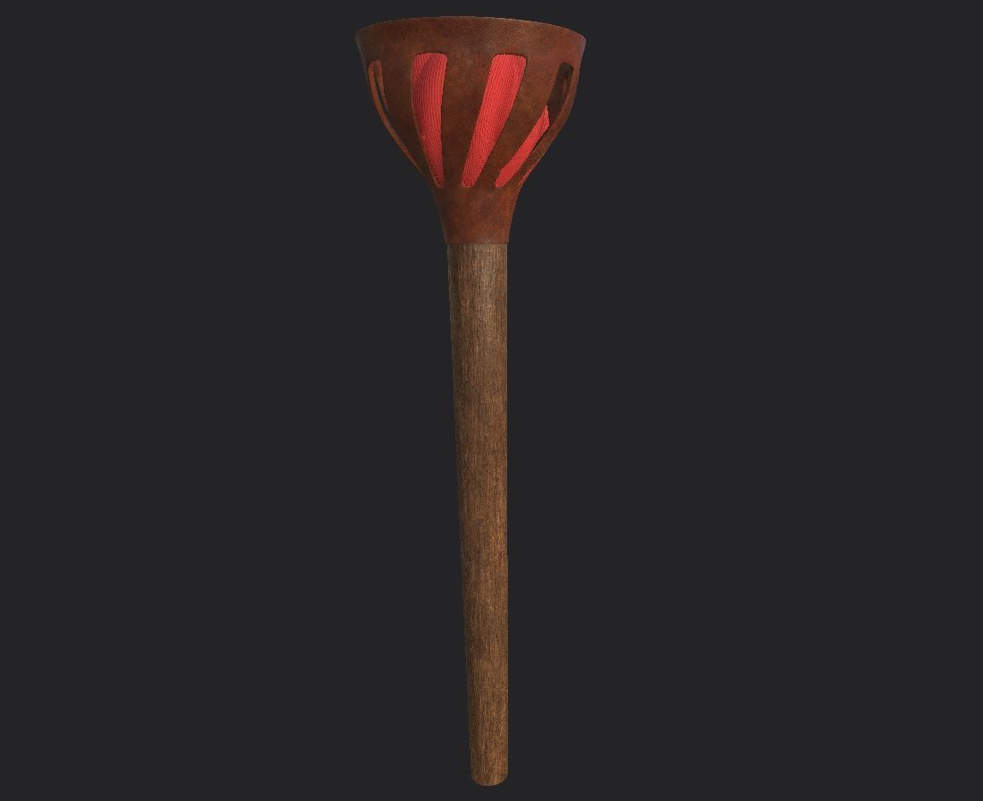 Game Ready Fire Torch Low-poly 3D model_1