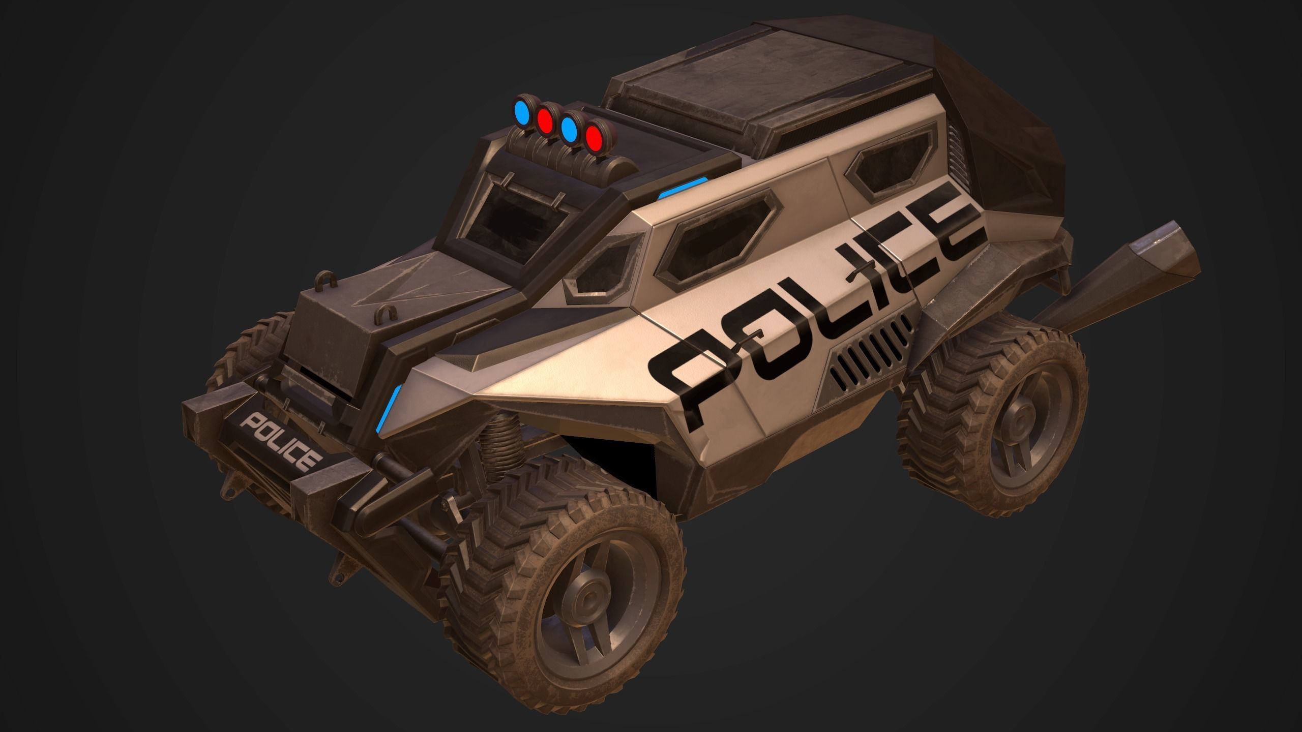 Sci-FI Armored Police Car PBR Low-poly 3D model_14