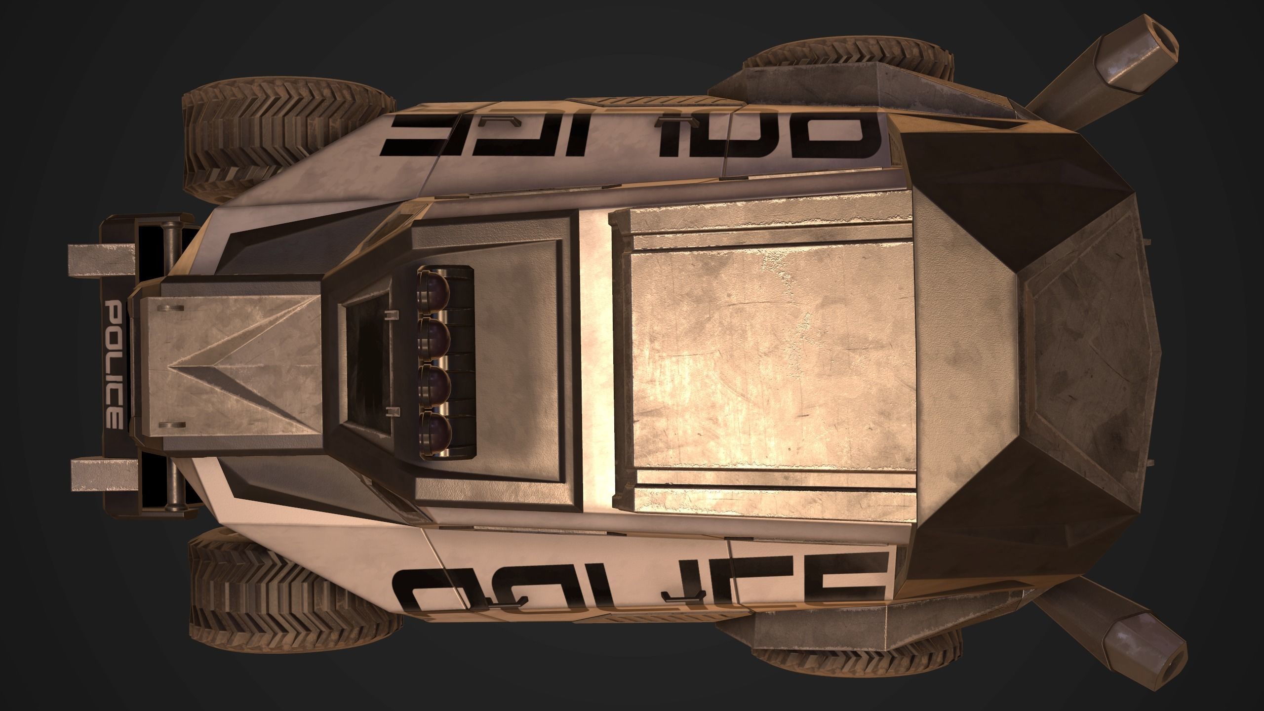 Sci-FI Armored Police Car PBR Low-poly 3D model_17