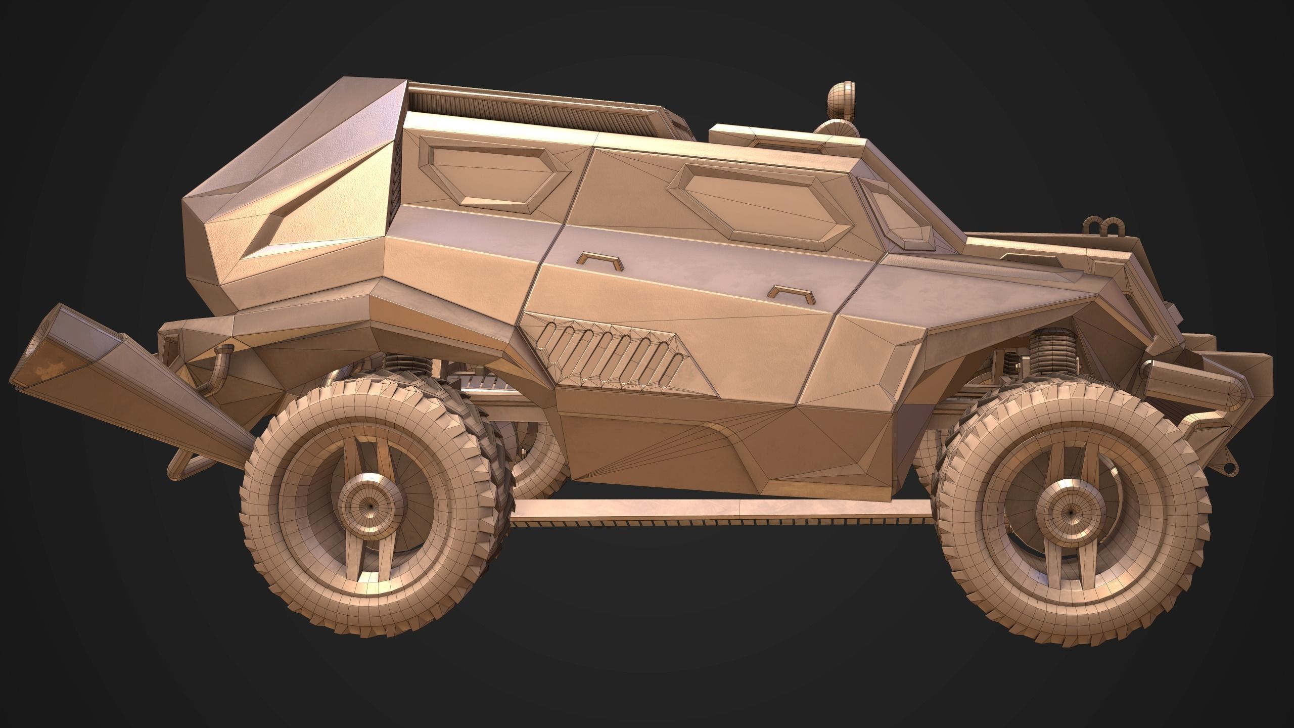 Sci-FI Armored Police Car PBR Low-poly 3D model_12