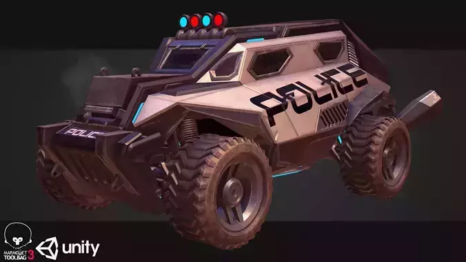 Sci-FI Armored Police Car PBR Low-poly 3D model