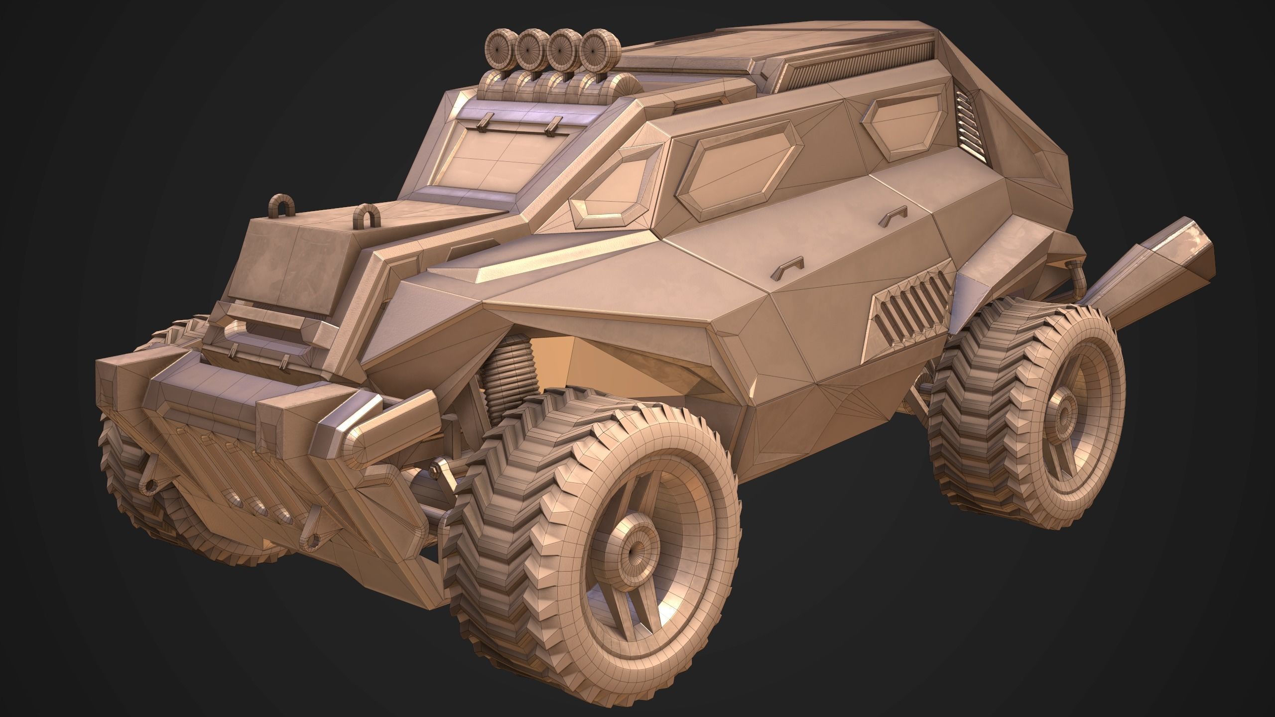 Sci-FI Armored Police Car PBR Low-poly 3D model_3