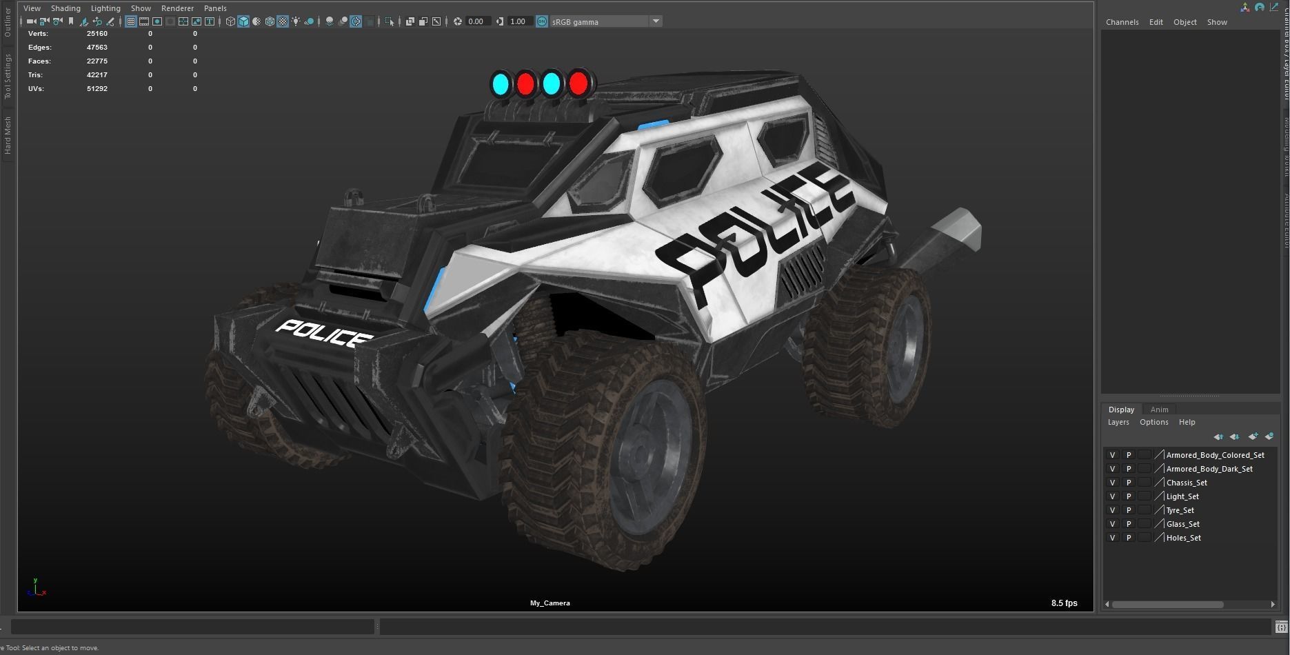 Sci-FI Armored Police Car PBR Low-poly 3D model_32