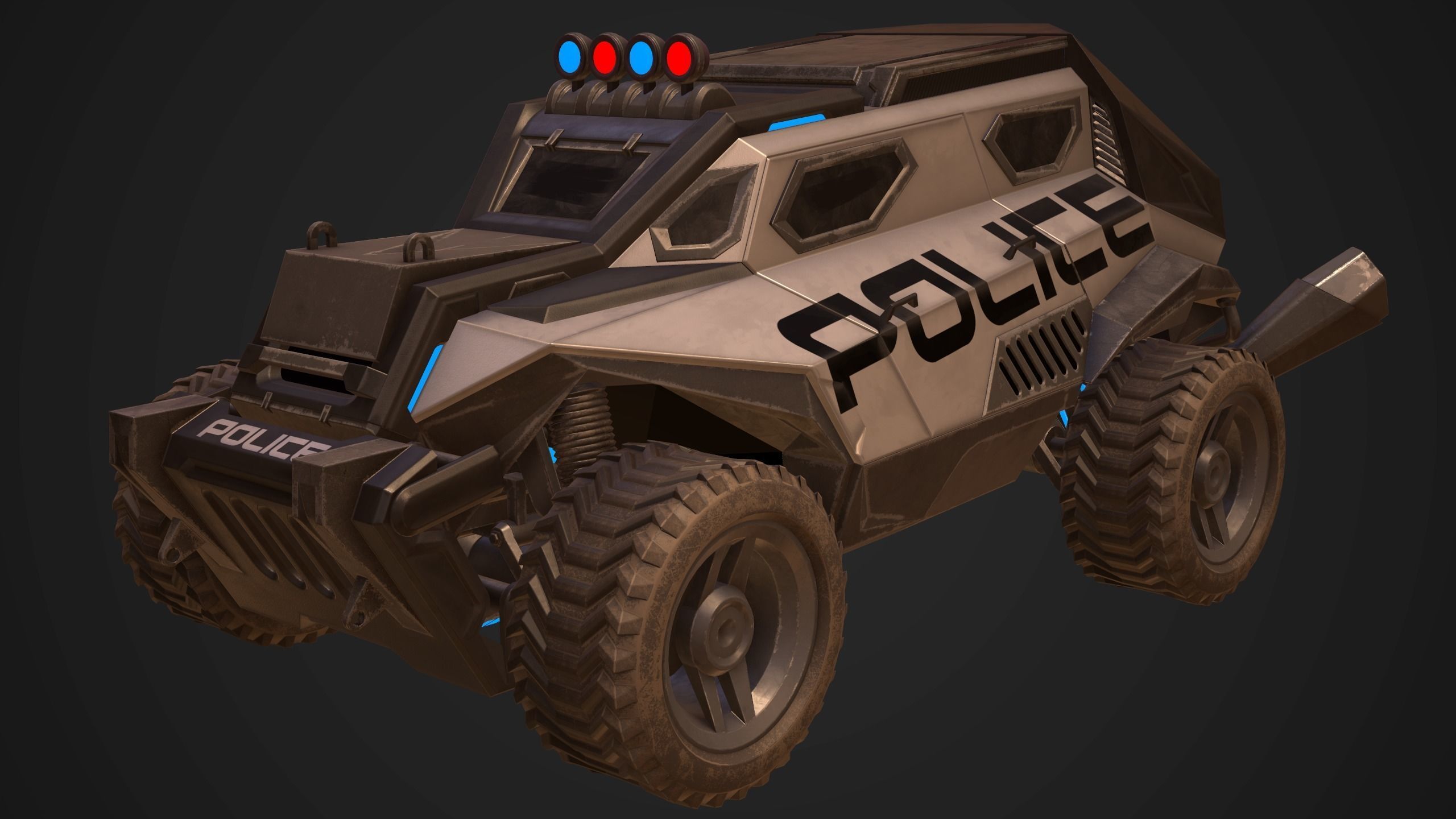 Sci-FI Armored Police Car PBR Low-poly 3D model_2