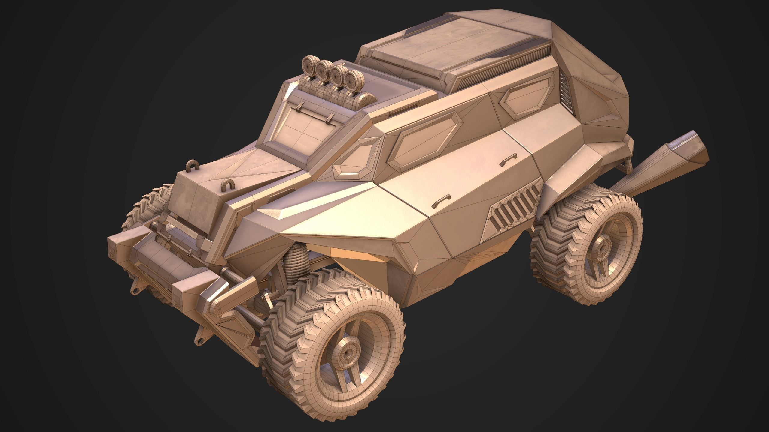 Sci-FI Armored Police Car PBR Low-poly 3D model_15