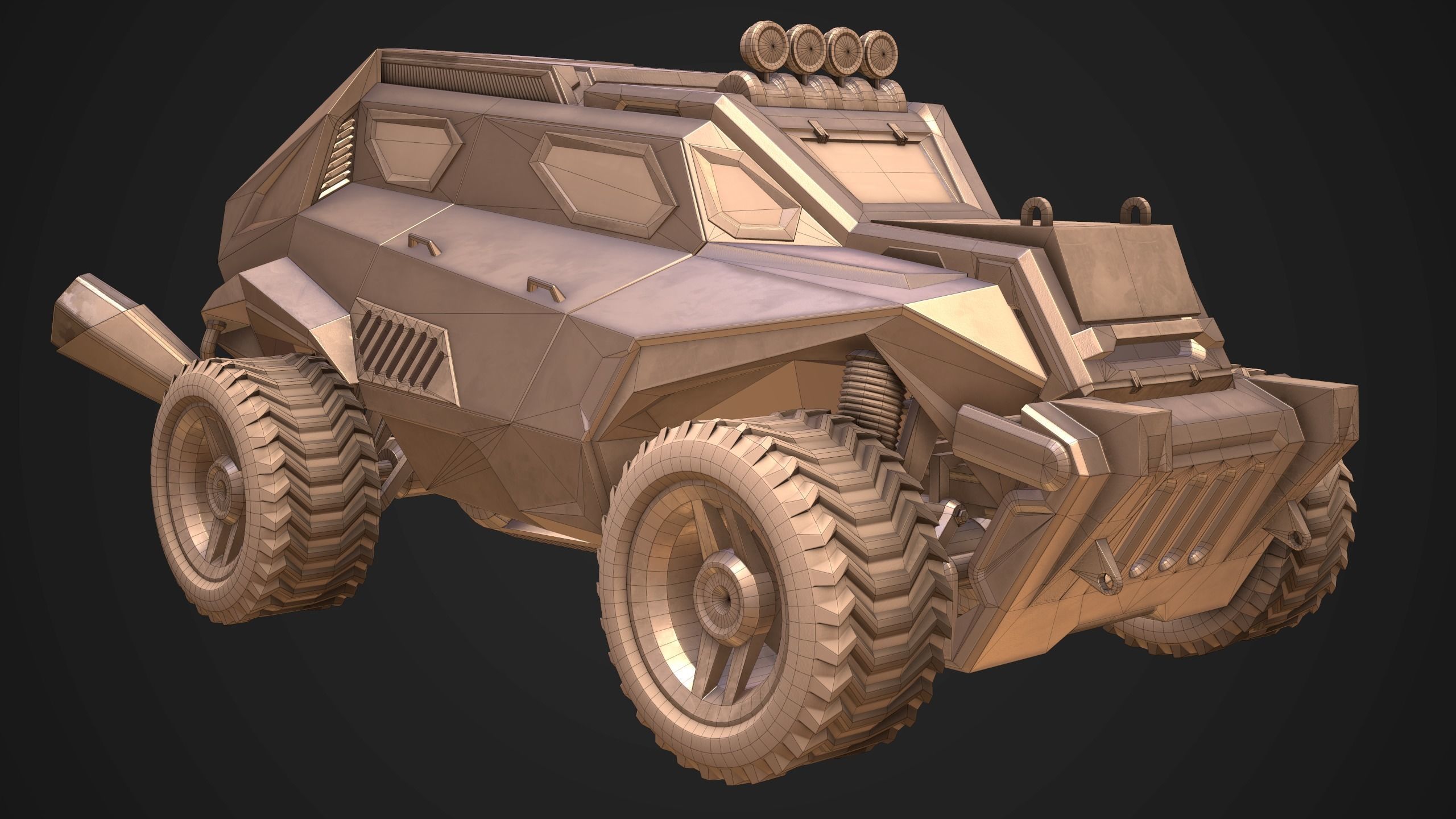 Sci-FI Armored Police Car PBR Low-poly 3D model_9