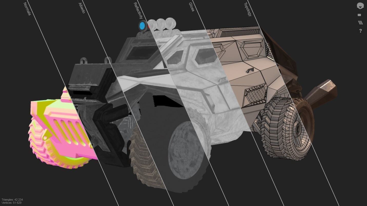 Sci-FI Armored Police Car PBR Low-poly 3D model_34